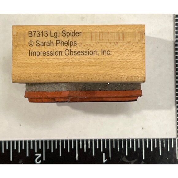 Lg. Spider Rubber Stamp By Sarah Phelps For Impression Obsession B7313 - Picture 5 of 5